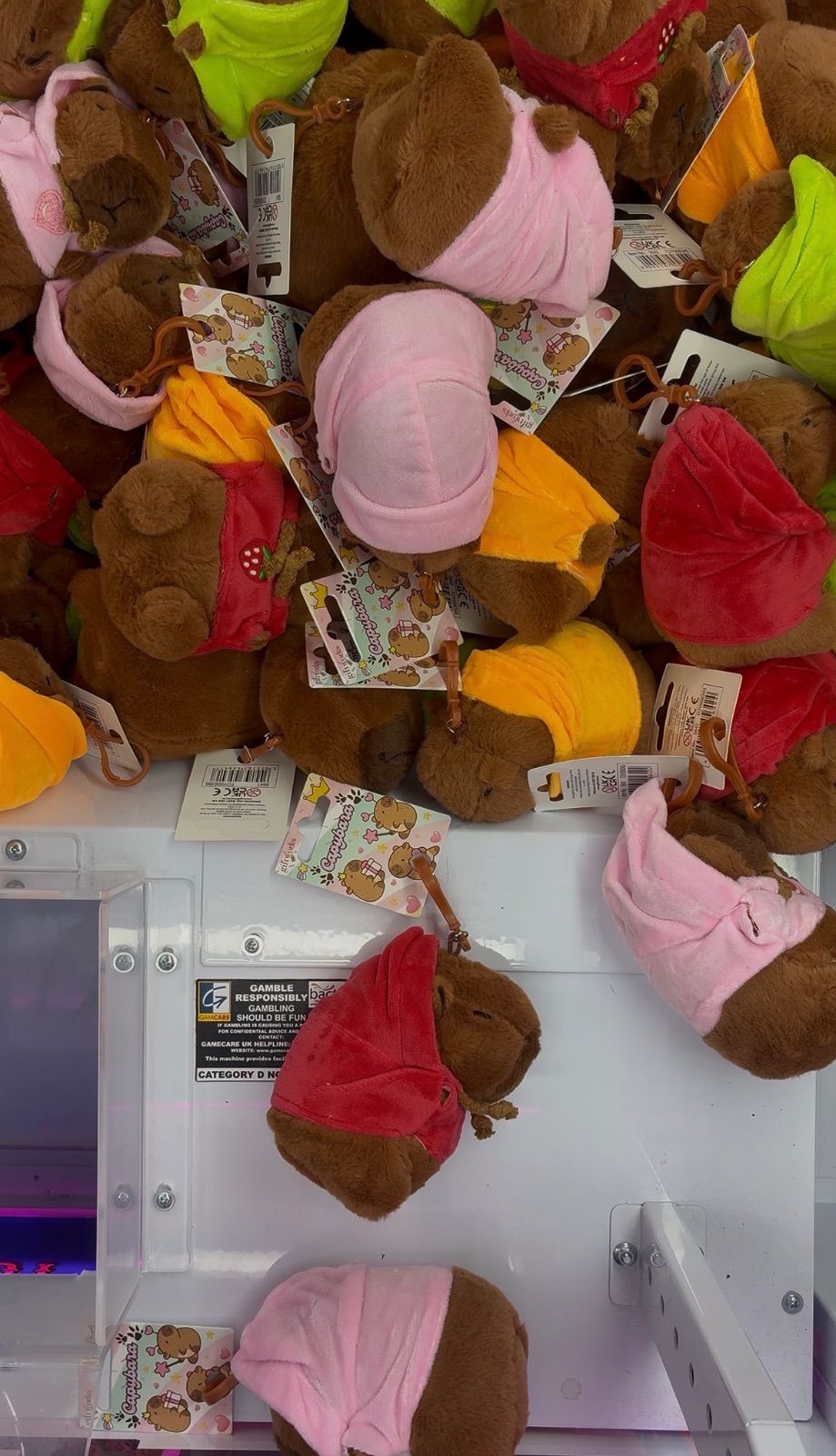 Claw machines at Marine Amusements Ltd in Gorleston-on-Sea, England