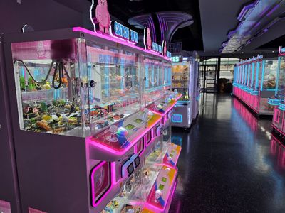 Claw machines at CATCH WIN in Indianapolis, Indiana