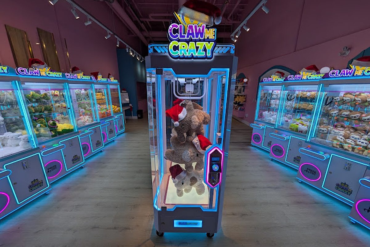 Claw machines at Claw Me Crazy in Edmonton, Alberta