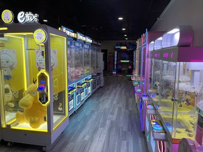 Claw machines at Funzone Arcade in Fresno, California
