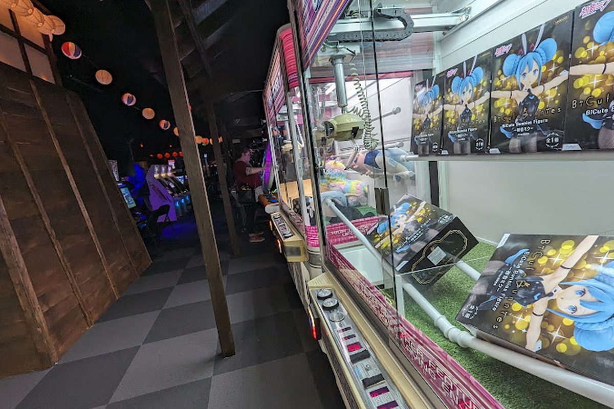 Claw machines at Lucky Cat Arcade in Little Rock, Arkansas