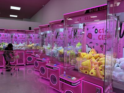 Claw machines at Octo Claw in Aurora, Ontario