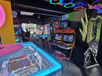 Claw machines at Party Time Arcade in Brooklyn, New York