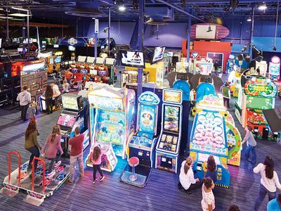 Claw machines at Player One Amusement Group in Calgary, Alberta