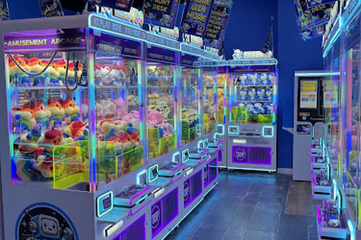 Claw machines at Ready Go Amusement Arcade in Houston, Texas