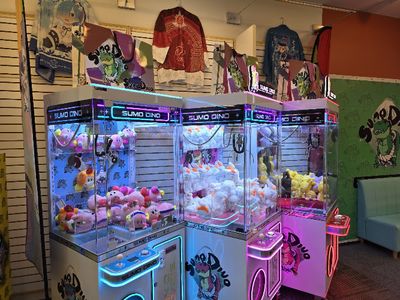 Claw machines at Sumo Dino in Calgary, Alberta