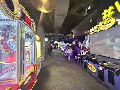 Claw machines at The Rec Room Square One in Mississauga, Ontario