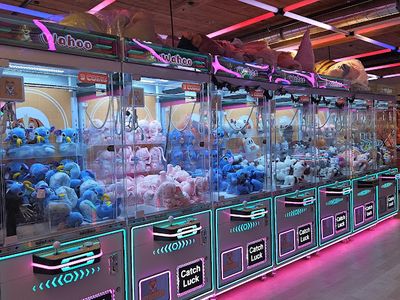 Claw machines at Wahoo Arcade Mart in Toronto, Ontario